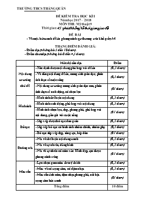 Đề kiểm tra học kỳ I môn Mĩ thuật Lớp 9 - Năm học 2017-2018 - Trường THCS Thắng Quân (Có đáp án)